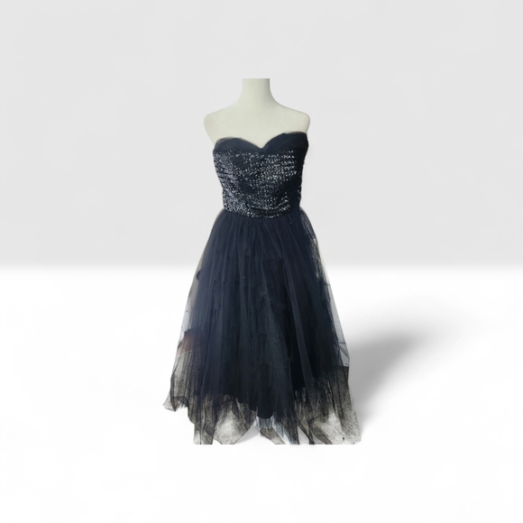 unknown Dresses & Skirts - Corset Dress OOAK 1950s black strapless Tulle Tiered Party Dress Glamour Goth